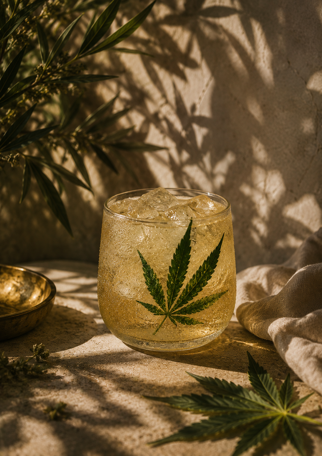 A cannabis drink over ice, ordered on a late night weed delivery in Toronto