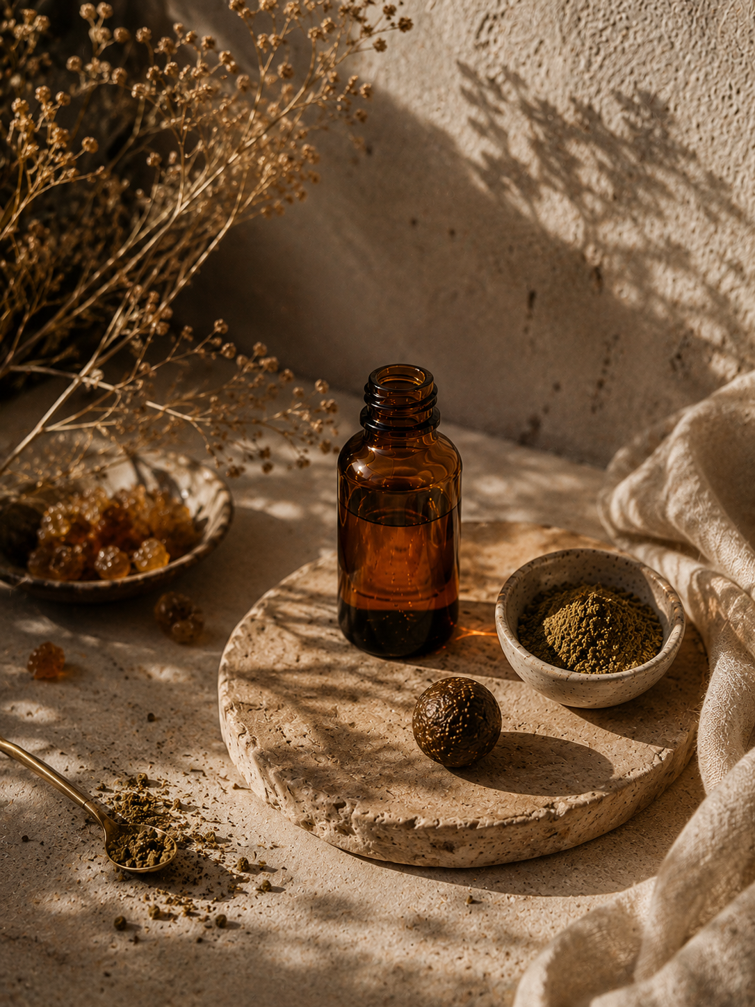 Terpene-rich cannabis concentrate on a dark ceramic dish